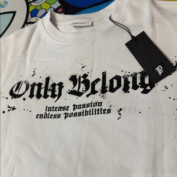 LP - SWEATSHIRT ONLY BELONG RHINESTONE WHITE ( RUNS SMALL ) Fits Large - Picture 4 of 15